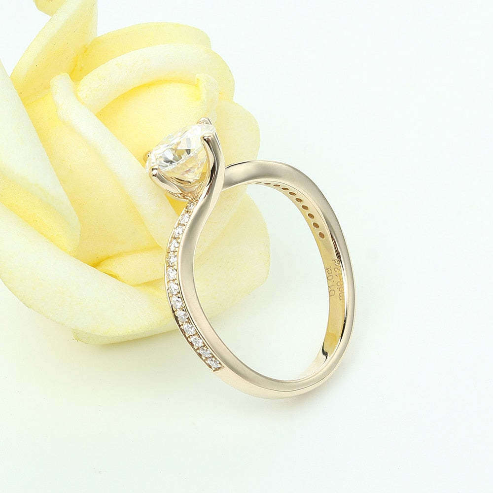 Bague de mariage ronde en moissanite de forme circulaire en or 14 carats-5