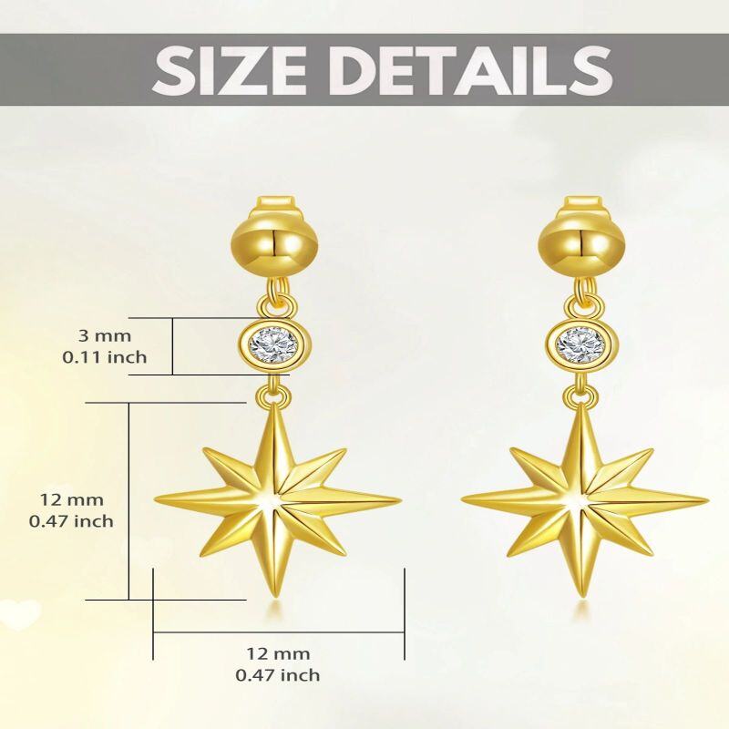 10K Gold Circular Shaped Moissanite Stars Drop Earrings-5