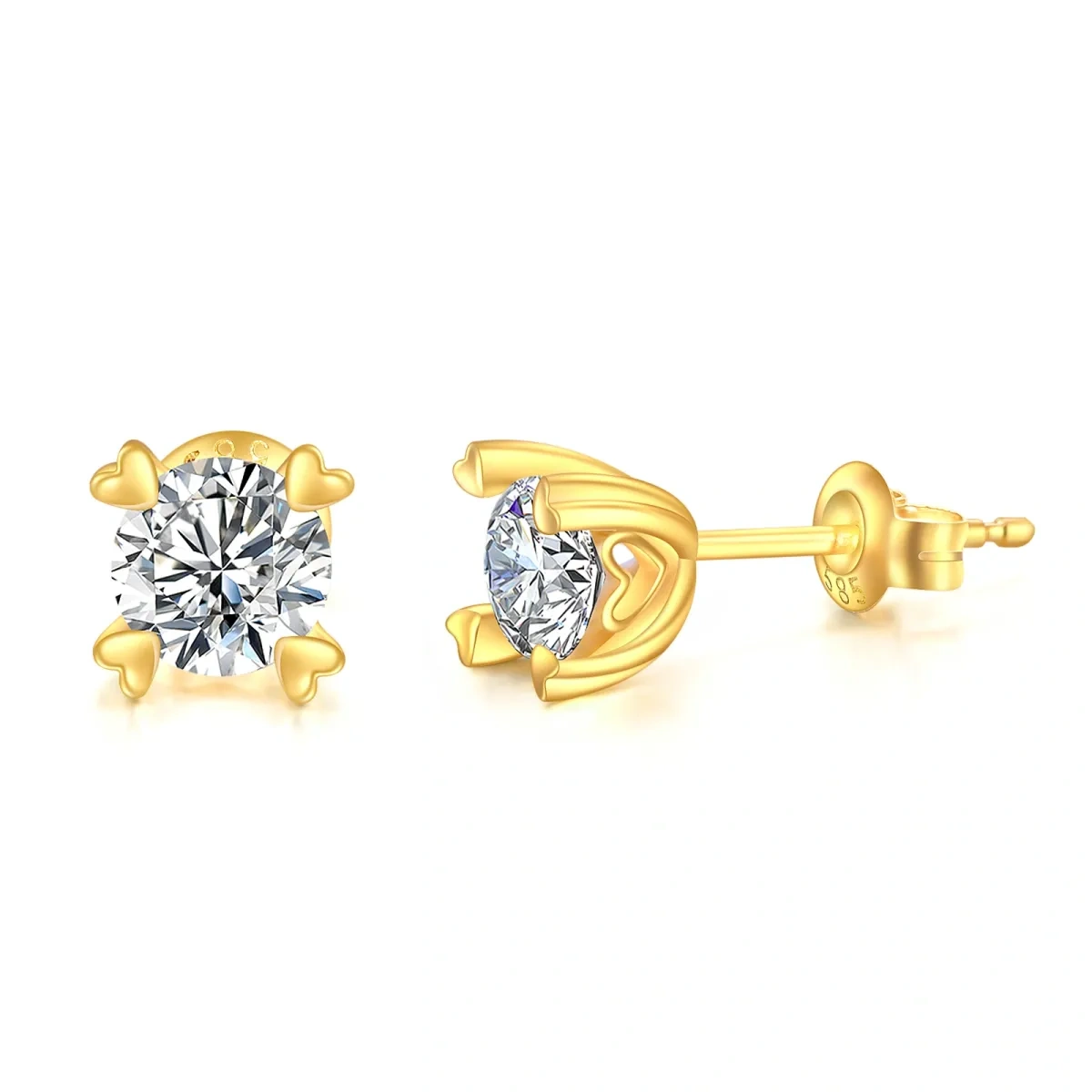 10K Gold Circular Shaped Moissanite Stud Earrings-1