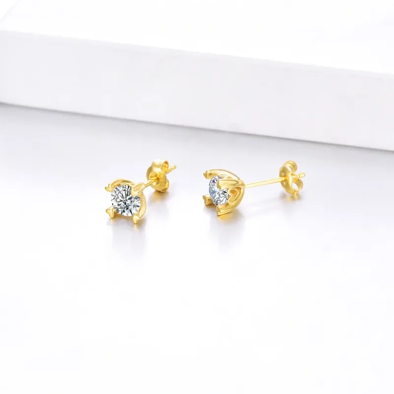 10K Gold Circular Shaped Moissanite Stud Earrings-3