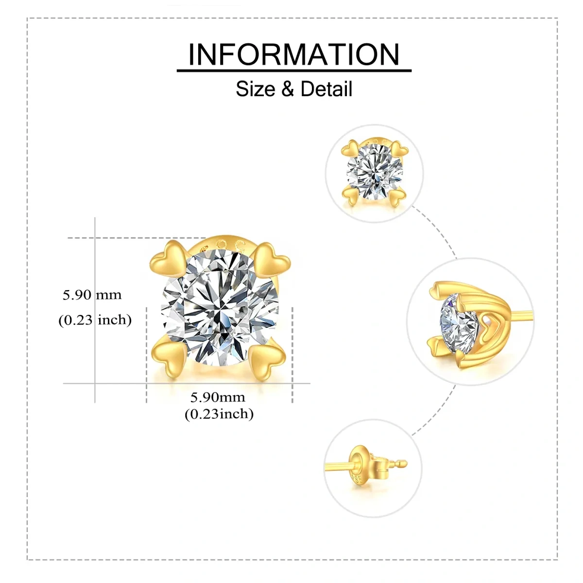 Pendientes de oro de 14 quilates con forma circular de moissanita-5