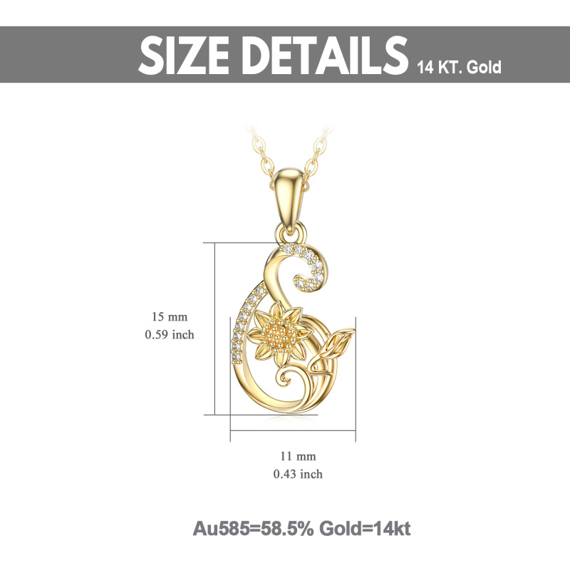 14K Gold Circular Moissanite Sunflower Pendant Necklace For Women-5