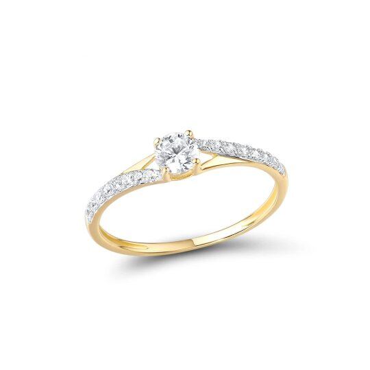 14K gouden cirkelvormige Moissanite trouwring