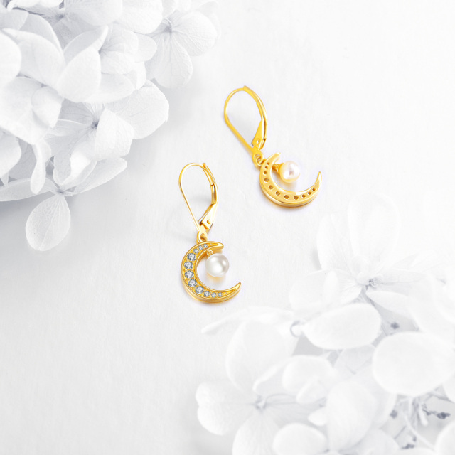 Boucles d'oreilles lune en or 14K à zircon cubique-3