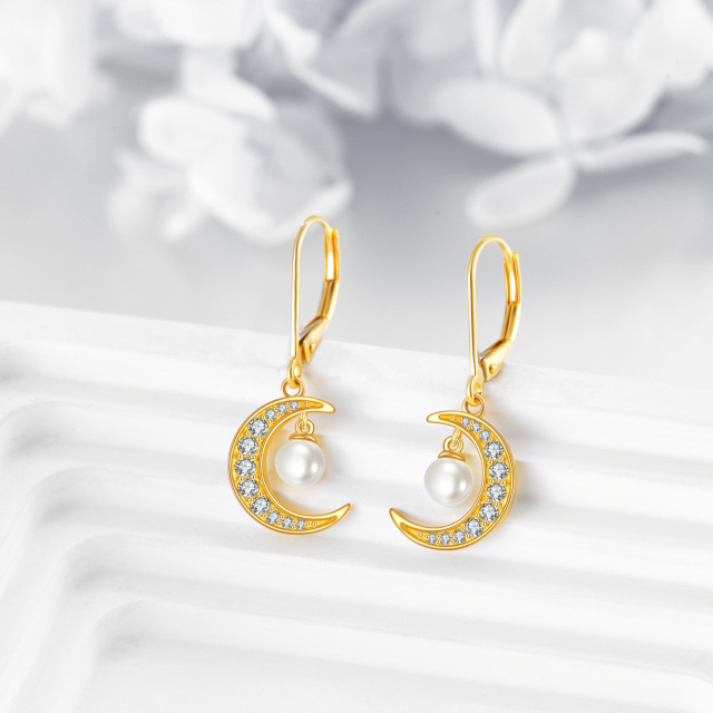 Boucles d'oreilles lune en or 14K à zircon cubique-4