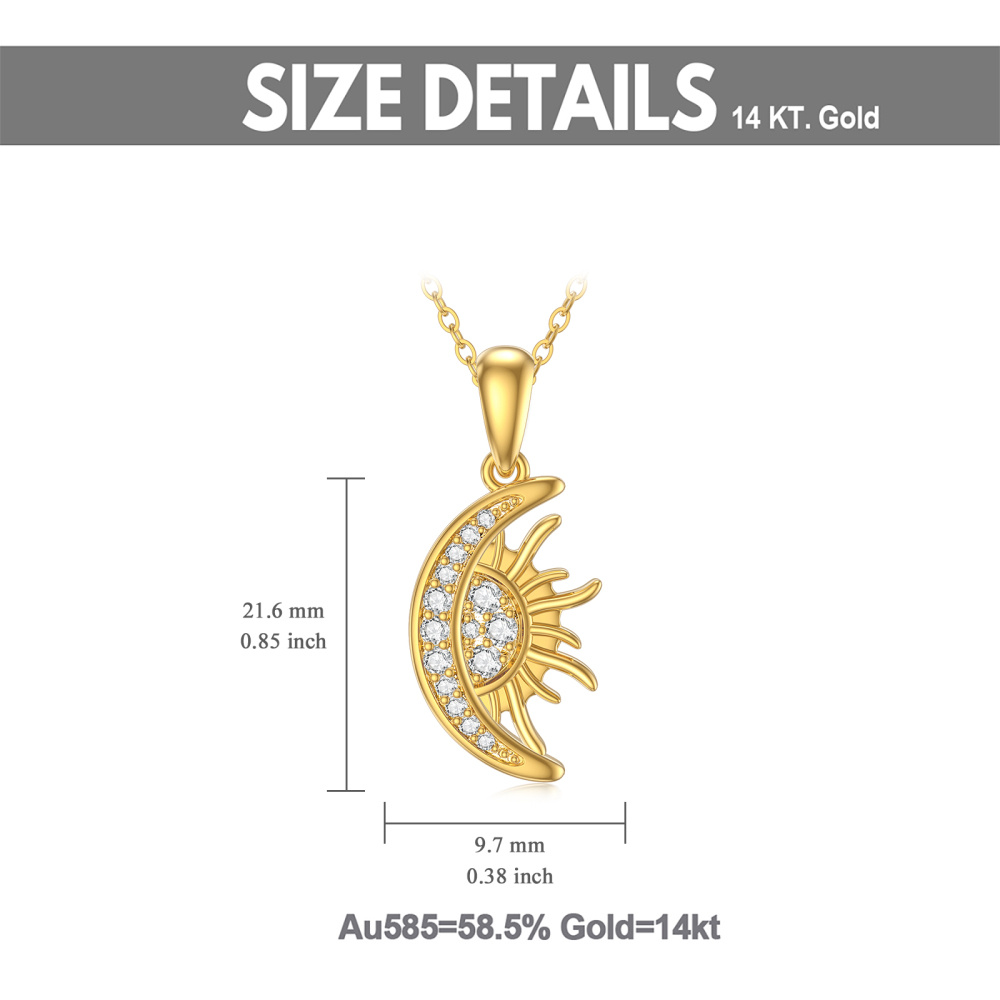 Collana con ciondolo a forma di circolare in oro 10K con zirconia cubica-5