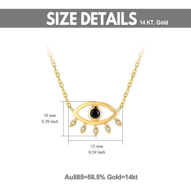 14K Gold kreisförmig Obsidian Evil Eye Anhänger Halskette-6