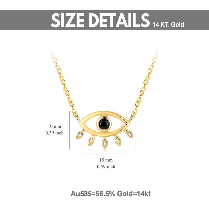 10K Gold Circular Shaped Obsidian Evil Eye Pendant Necklace-6