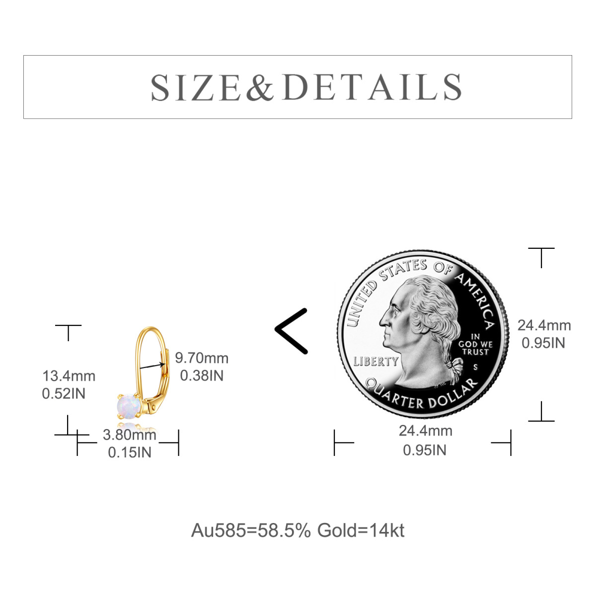 Pendientes de aro de ópalo con forma circular de oro de 14 quilates-6