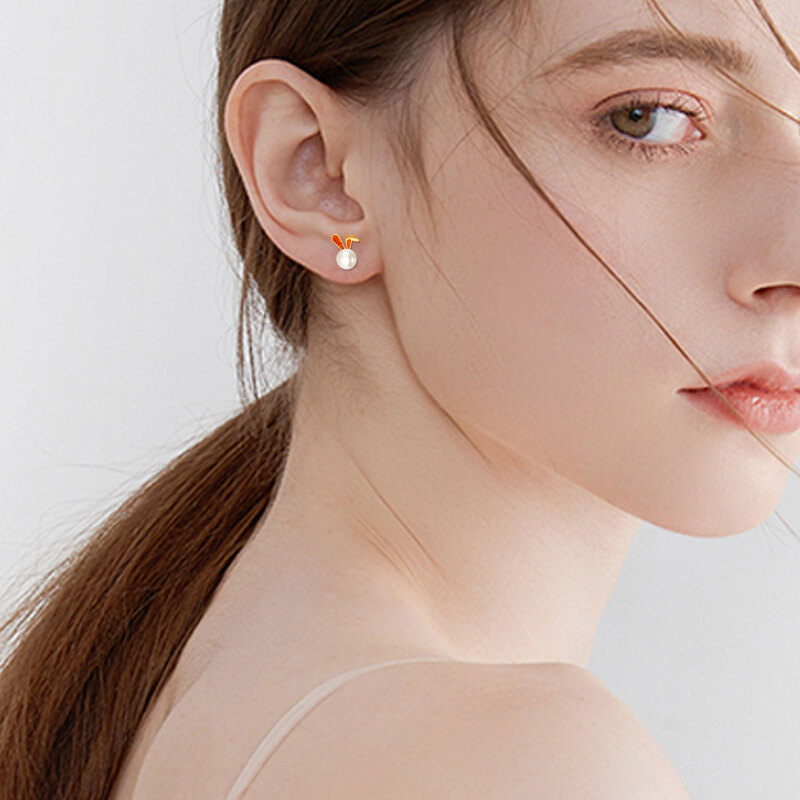 أقراط دائرية من الذهب عيار 10 قيراط مرصعة باللؤلؤ والأوبال-2