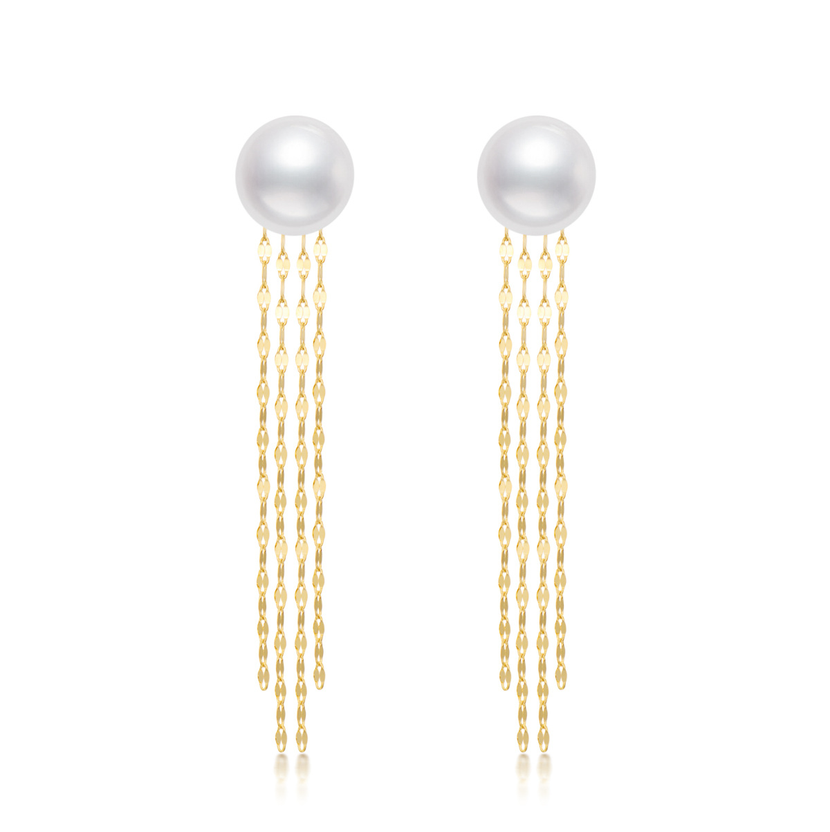 10K Gold Circular Shaped Pearl Bead Drop Earrings-1