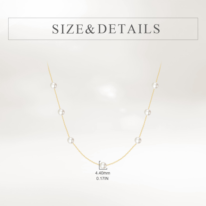 10K gouden ronde parel kralen station ketting ketting voor vrouwen beste vrienden-5