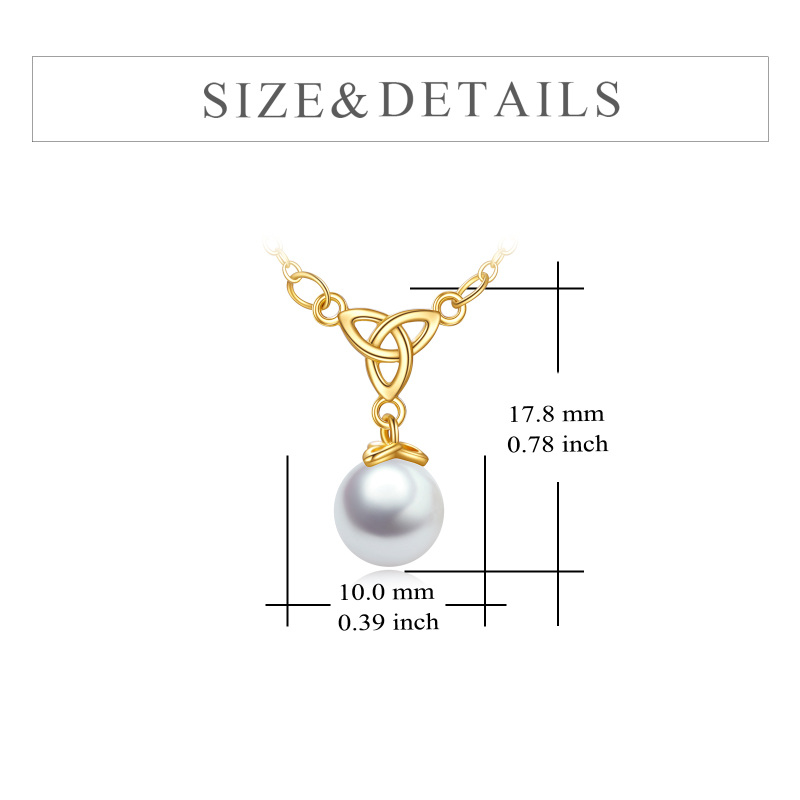 Collana con ciondolo a forma di nodo celtico in oro bianco 10 carati con perla taglio rotondo-6