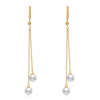 10K Gold Circular Shaped Pearl Couple Drop Earrings-51