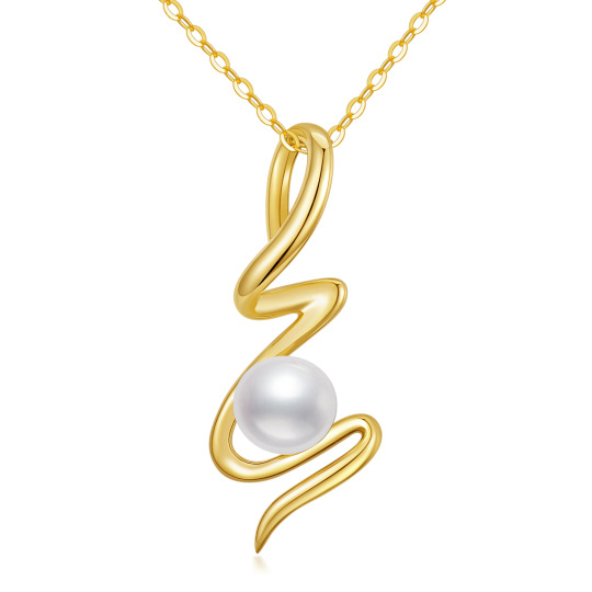 14K Gold Circular Shaped Pearl Mother Pendant Necklace