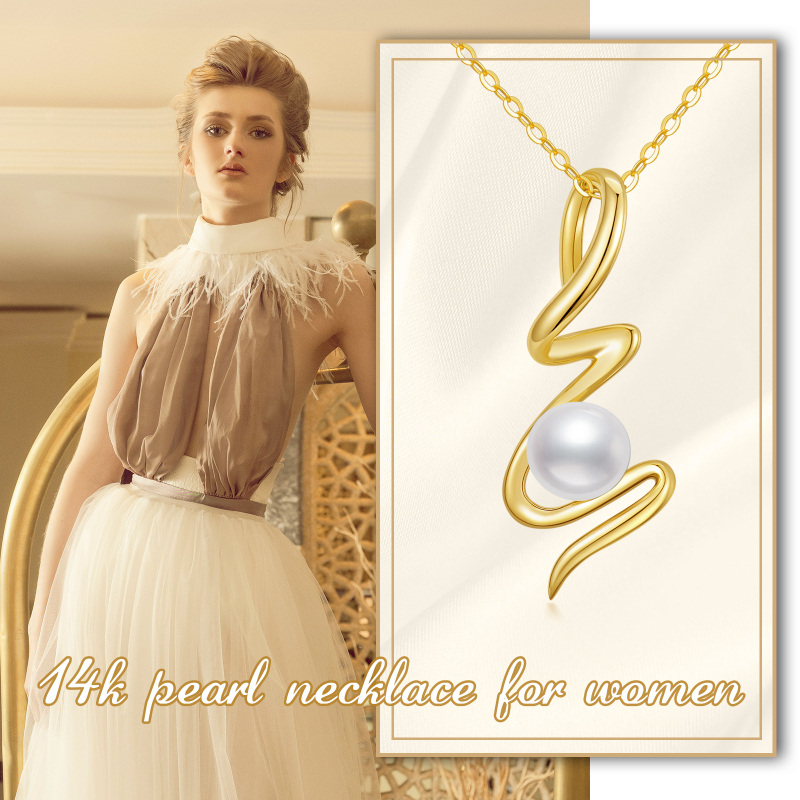 Colar com pendente de pérola redonda lapidada em ouro branco 10K para o Dia da Mãe-3