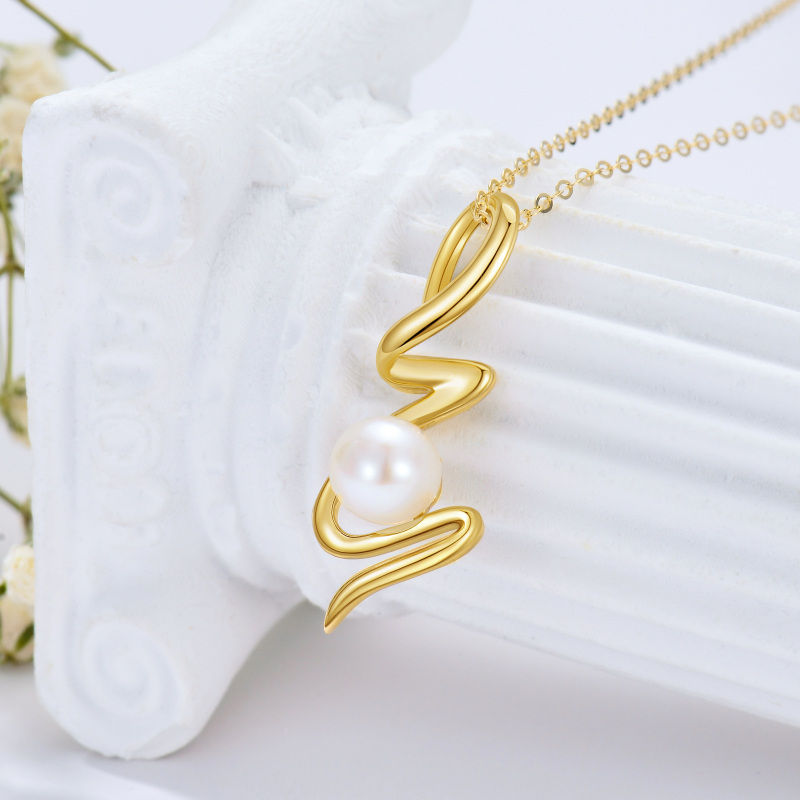 Colar com pendente de pérola redonda lapidada em ouro branco 10K para o Dia da Mãe-4