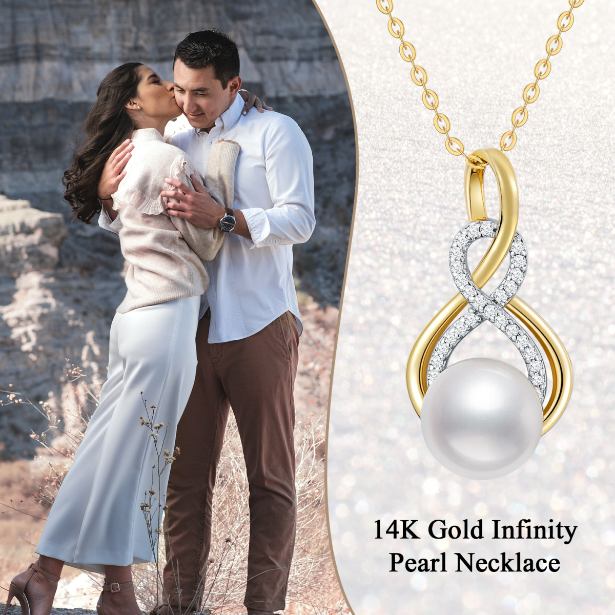 10K Gold Circular Shaped Pearl Mother Pendant Necklace-5