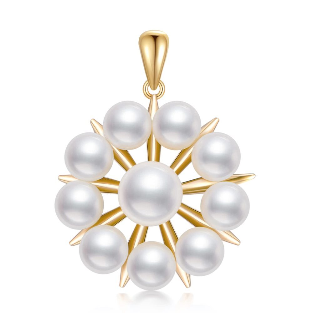 Pendentif perle en or 10K de forme circulaire-1