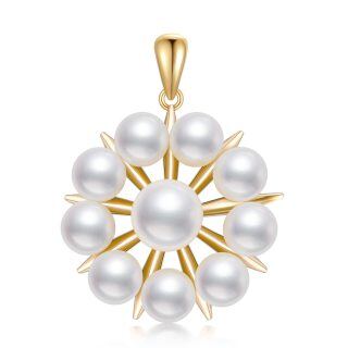 10K Gold Circular Shaped Pearl Pendant Charms-1