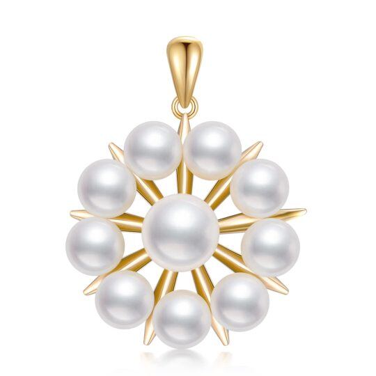 10K Gold Circular Shaped Pearl Pendant Charms