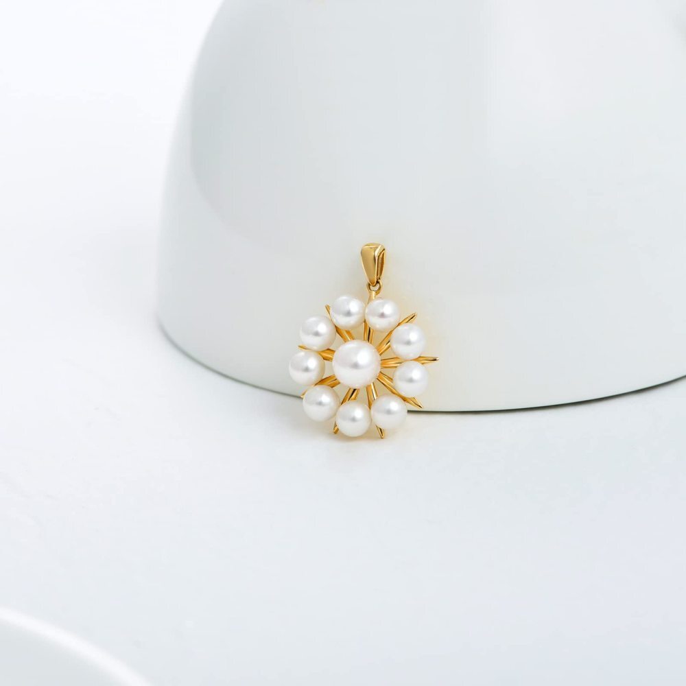 Pendentif perle en or 10K de forme circulaire-3