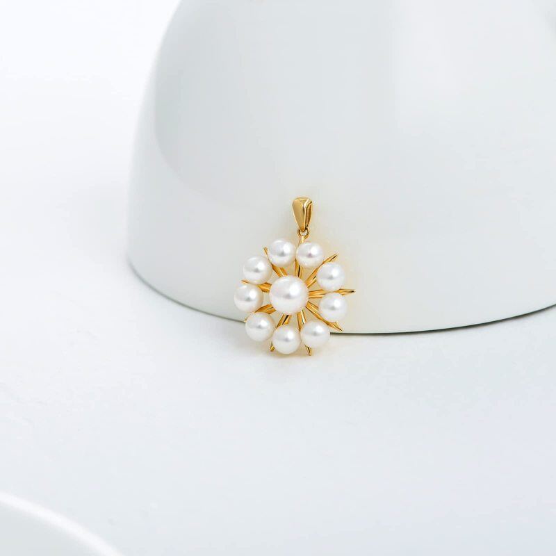 10K Gold Circular Shaped Pearl Pendant Charms-3