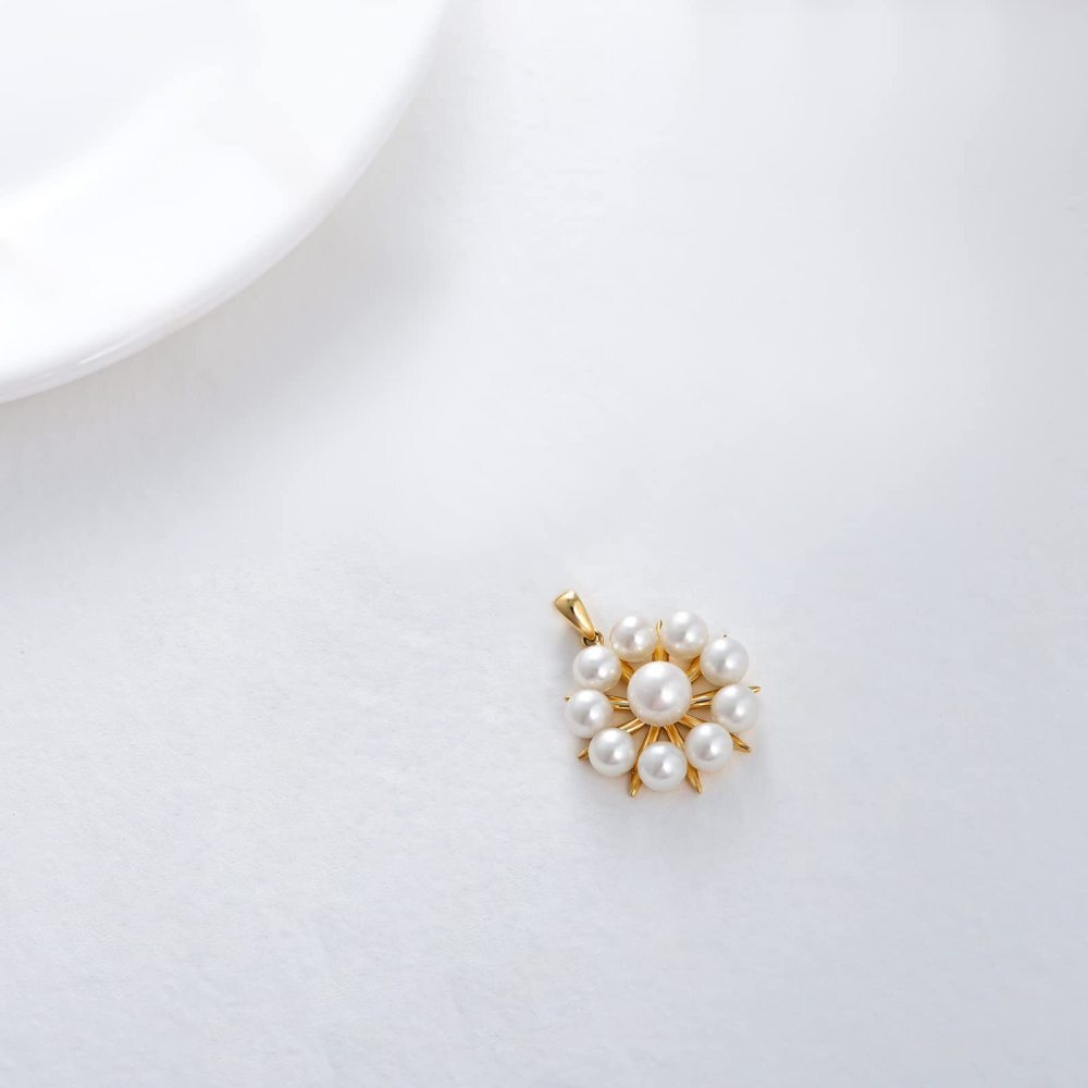 Pendentif perle en or 10K de forme circulaire-4