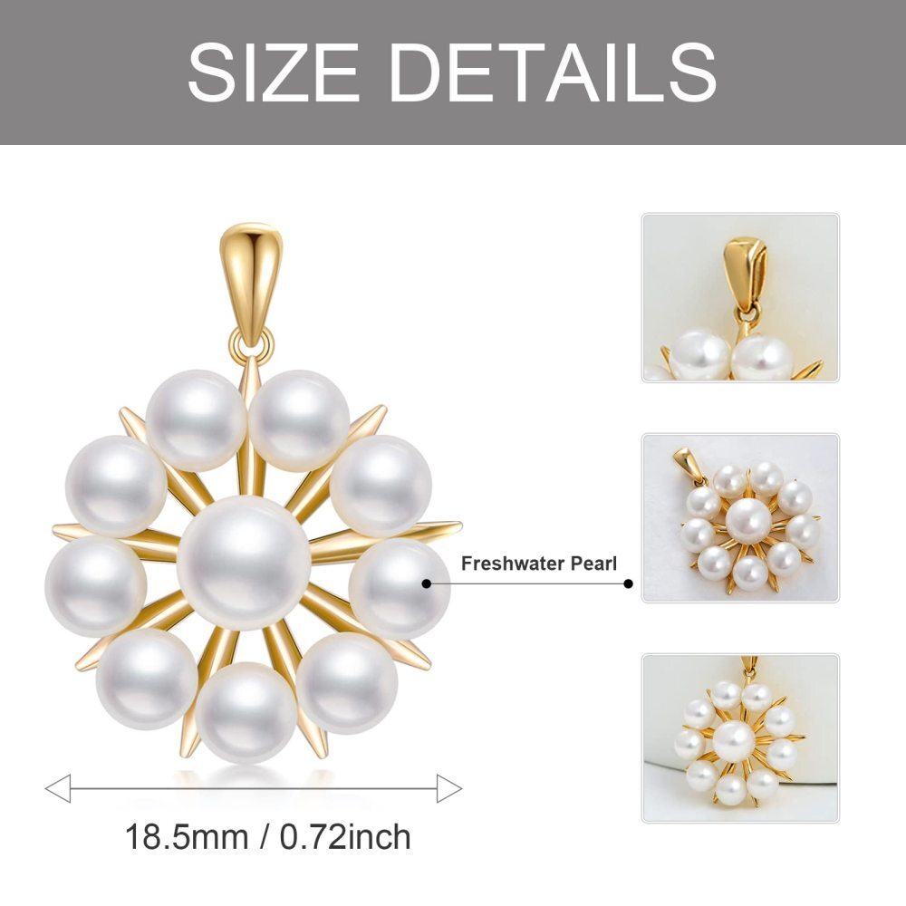 Pendentif perle en or 10K de forme circulaire-5