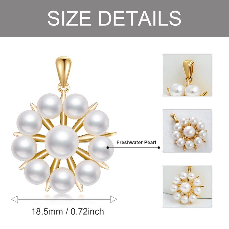 10K Gold Circular Shaped Pearl Pendant Charms-5