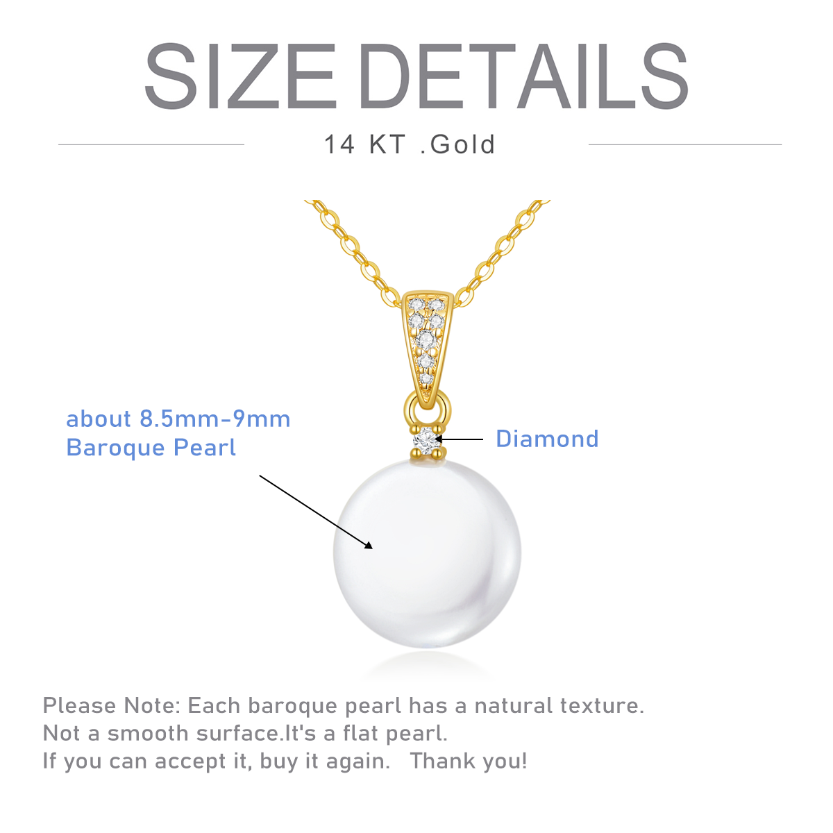 10K Gold Circular Shaped Pearl Pendant Necklace-5