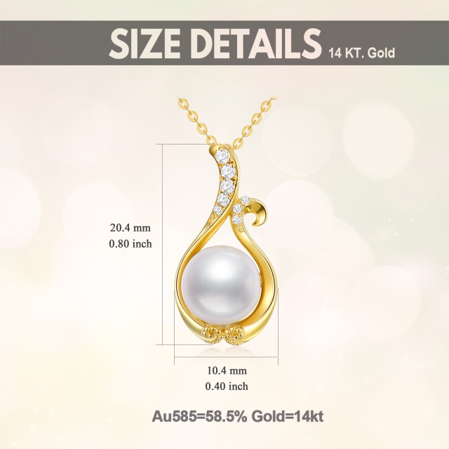 14K Gold Circular Shaped Pearl Pendant Necklace-6