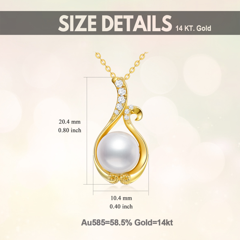 Collar con colgante de perla redonda de oro blanco de 10 quilates-6