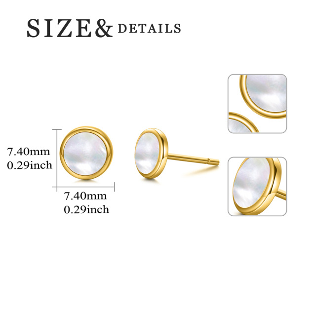 14K Gold Circular Shaped Pearl Round Stud Earrings-4