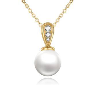 10K Gold Circular Shaped Pearl Spherical Pendant Necklace-49