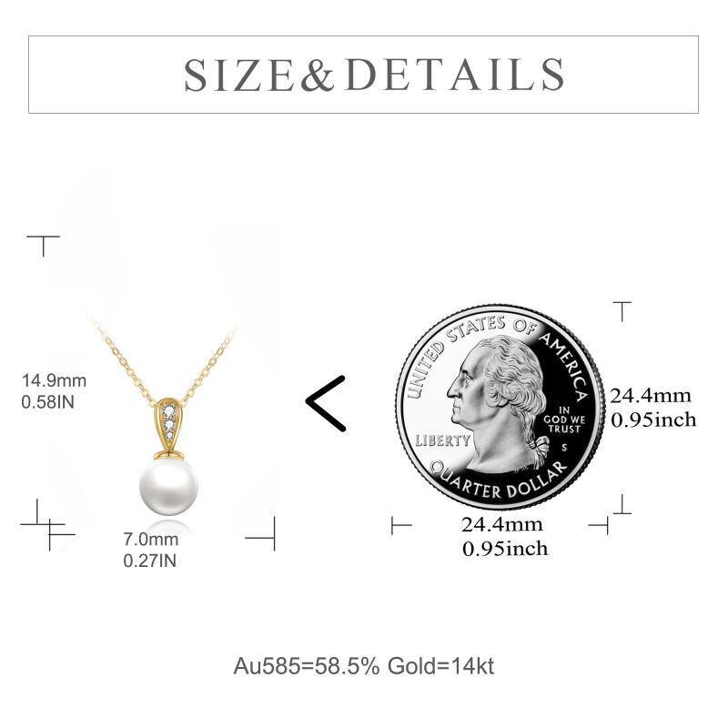 قلادة دائرية من الذهب عيار 14 قيراطًا مع لؤلؤة على شكل كرة-6