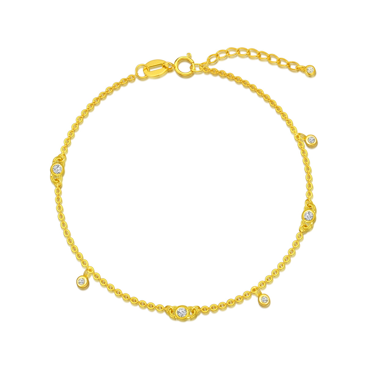 Pulsera colgante de oro de 14 quilates con forma circular de circonita cúbica-1