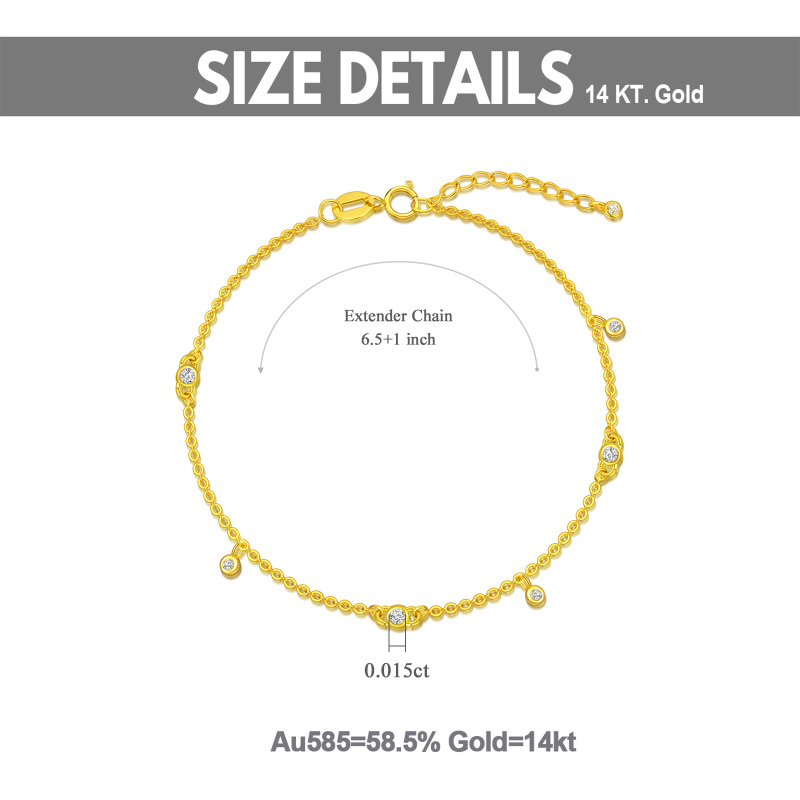 18K Gold Circular Shaped Cubic Zirconia Charm Bracelet-4
