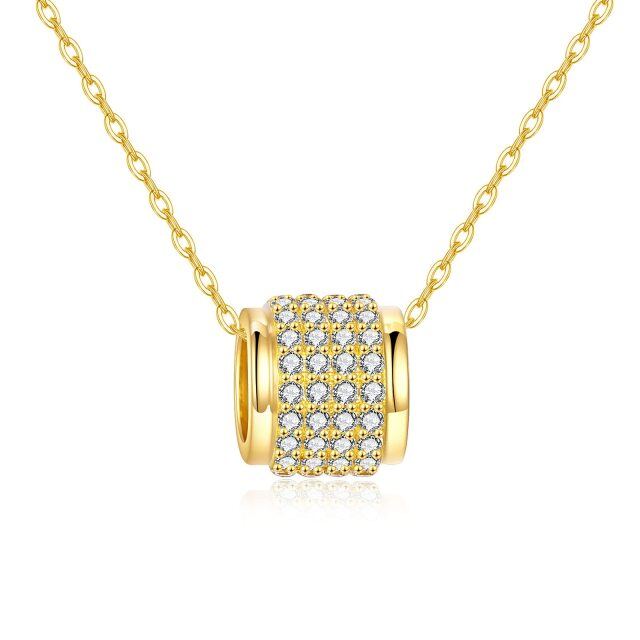 14K Gold kreisförmig Cubic Zirkonia Anhänger Halskette-1