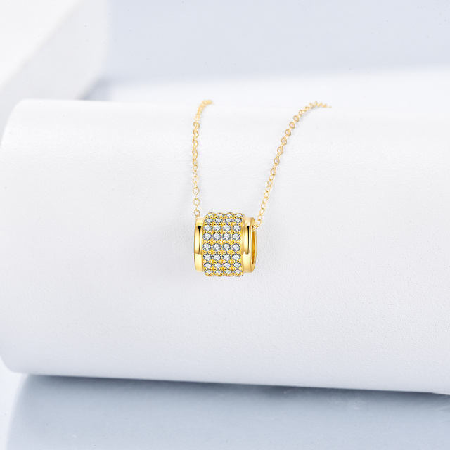 14K Gold kreisförmig Cubic Zirkonia Anhänger Halskette-3