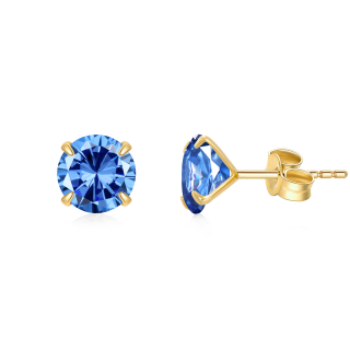 10K Gold Circular Shaped Cubic Zirconia Personalized Birthstone Stud Earrings-8