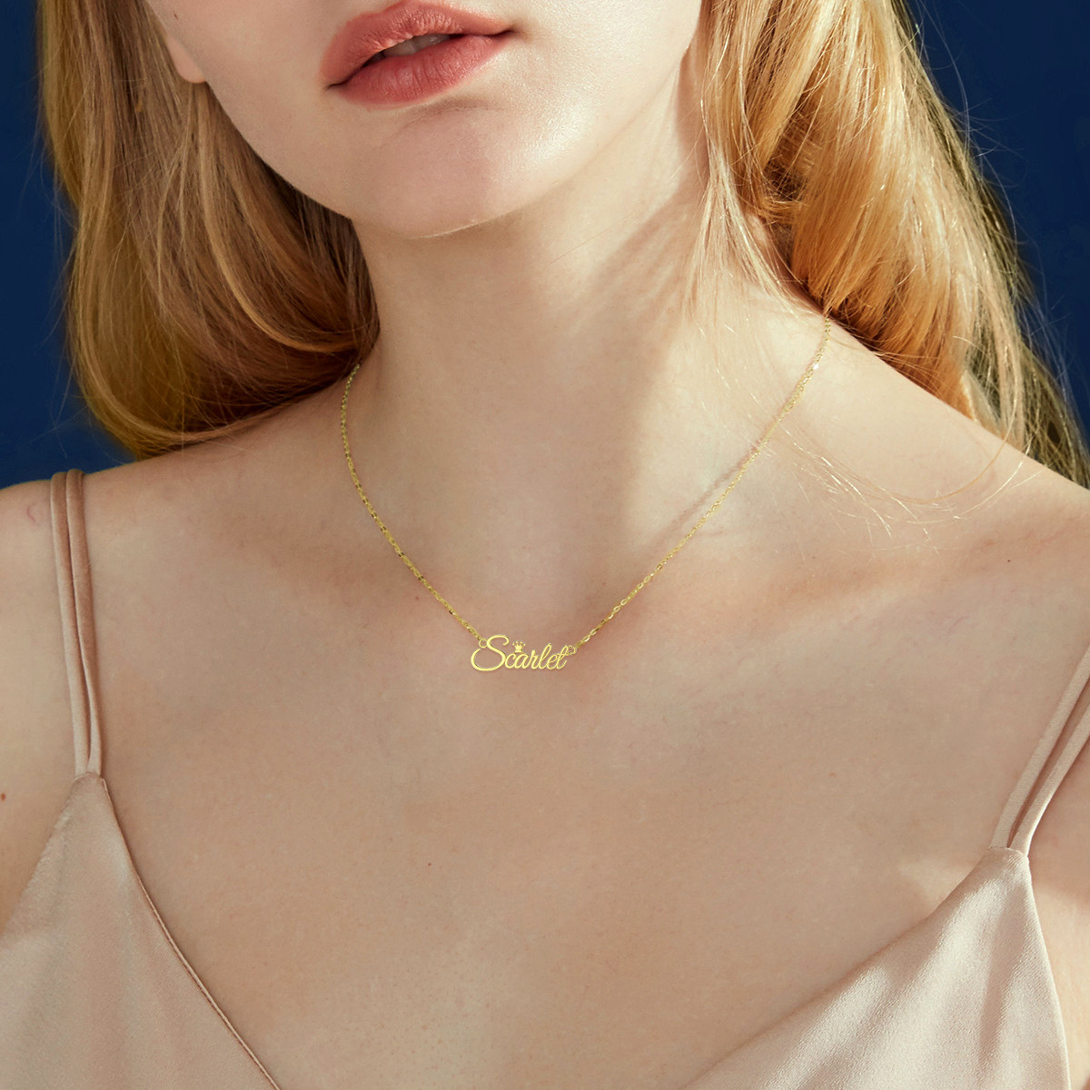 Collana con ciondolo classico personalizzato a forma di circolare in oro 14K-5