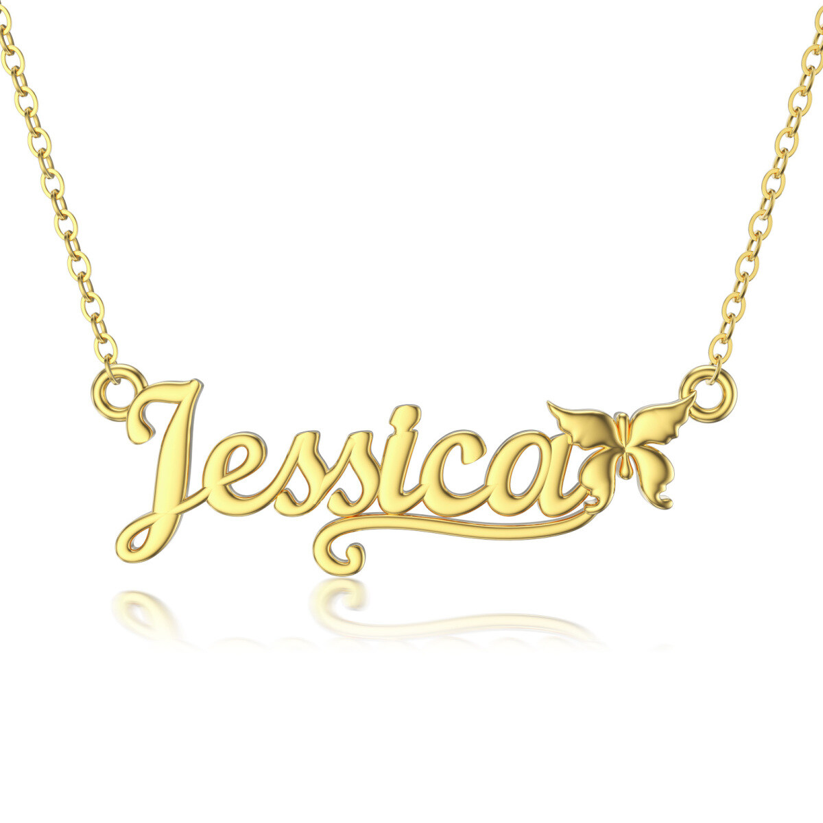 10K Gold Circular Shaped Personalized Classic Name Pendant Necklace-1