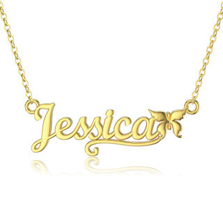 14K Gold Circular Shaped Personalized Classic Name Pendant Necklace-5