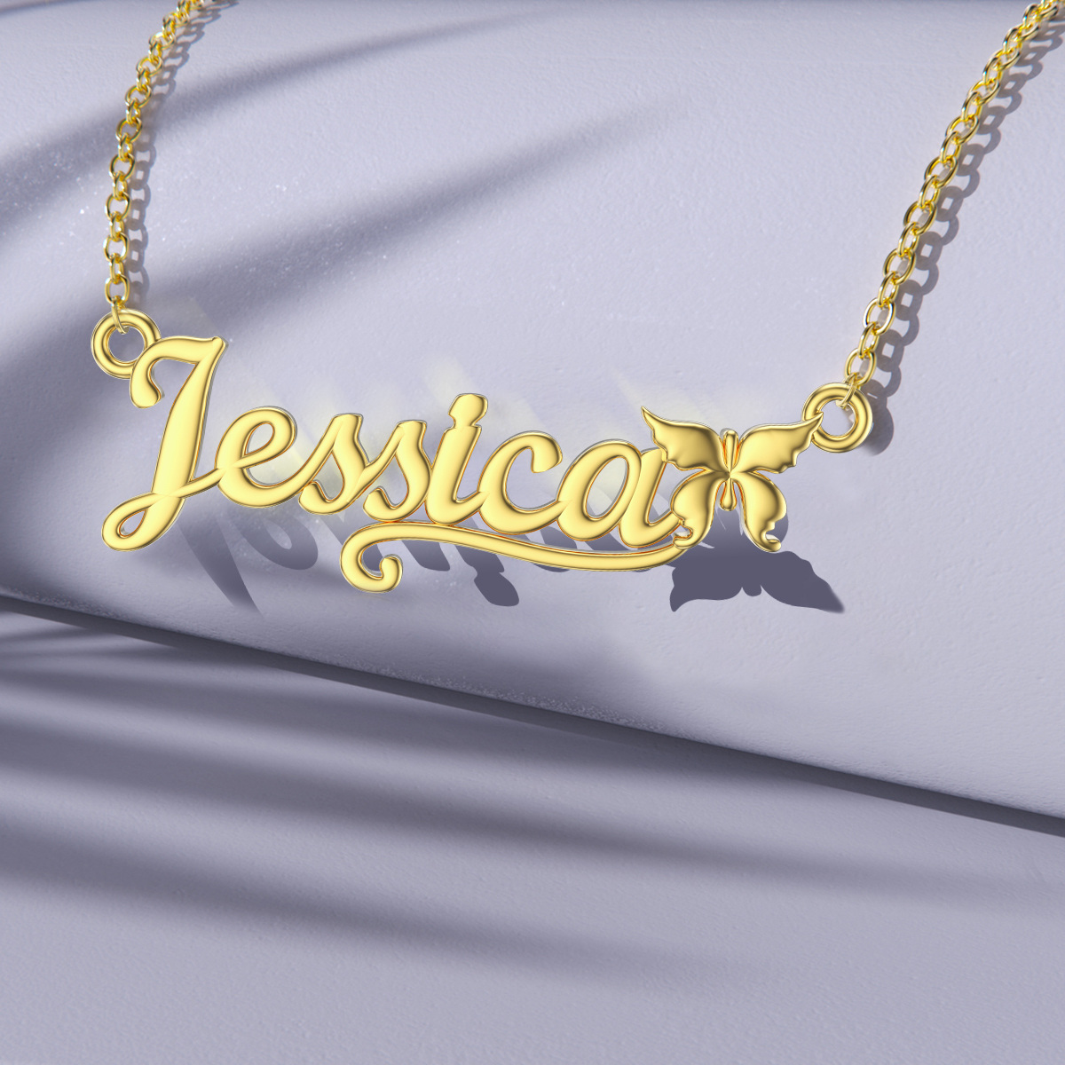 10K Gold Circular Shaped Personalized Classic Name Pendant Necklace-4