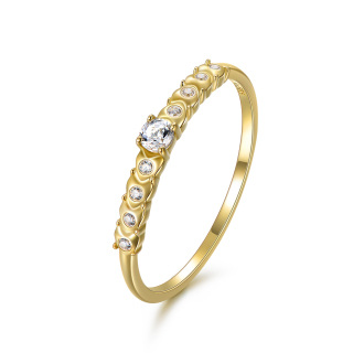 10K Gold Round Shaped Cubic Zirconia Ring-15