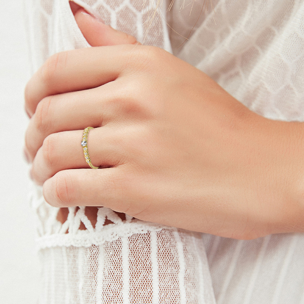 10K Gold Round Shaped Cubic Zirconia Ring-2