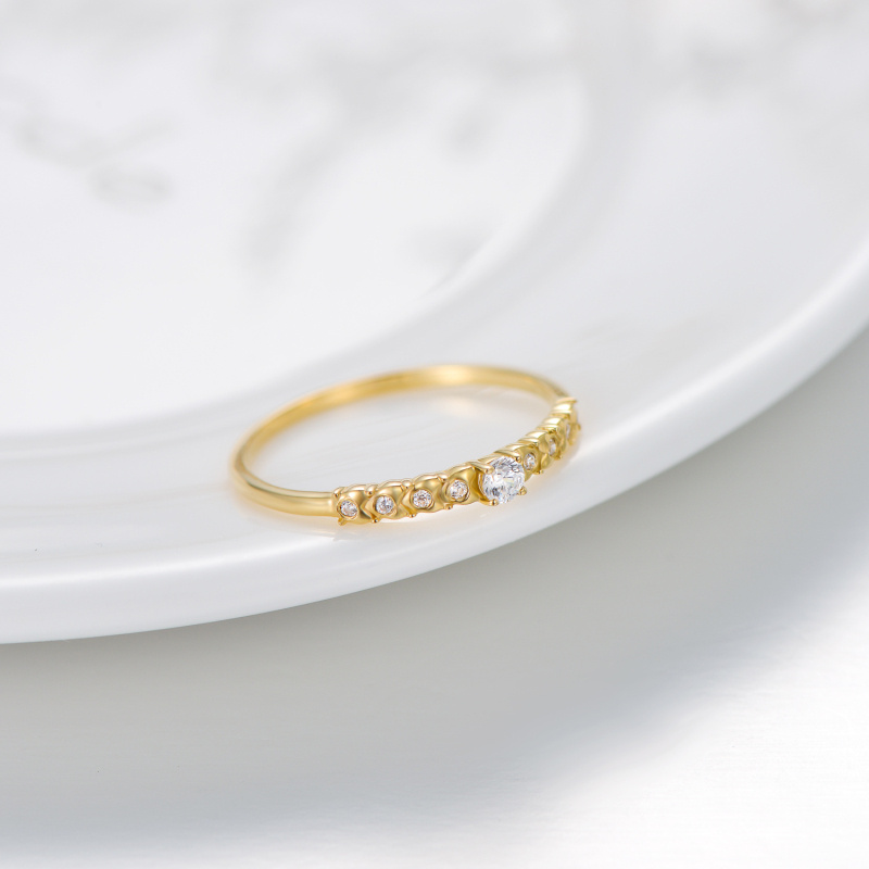 Pierścionek z 14-karatowego białego złota z cyrkonią sześcienną w szlifie okrągłym-3