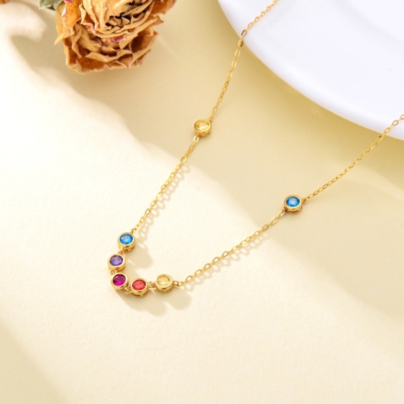 10K Gold Circular Shaped Cubic Zirconia Round Pendant Necklace-4