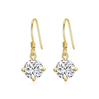 10K Gold Circular Shaped Cubic Zirconia Round/Spherical Drop Earrings-14